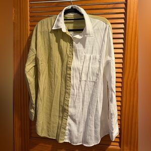 Crescent Men's Olive and White Shirt Jacket